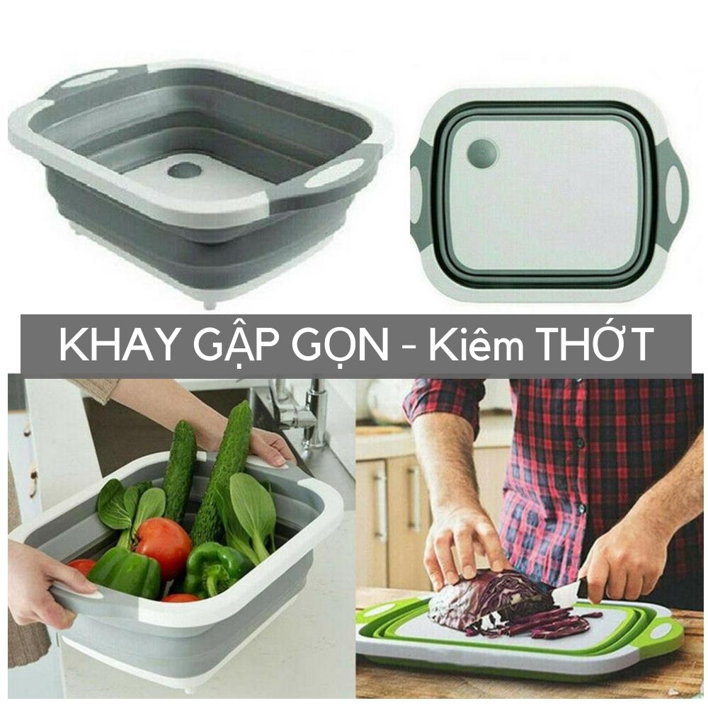 Khay nhựa chữ nhật gập gọn kiêm Thớt Chậu rửa