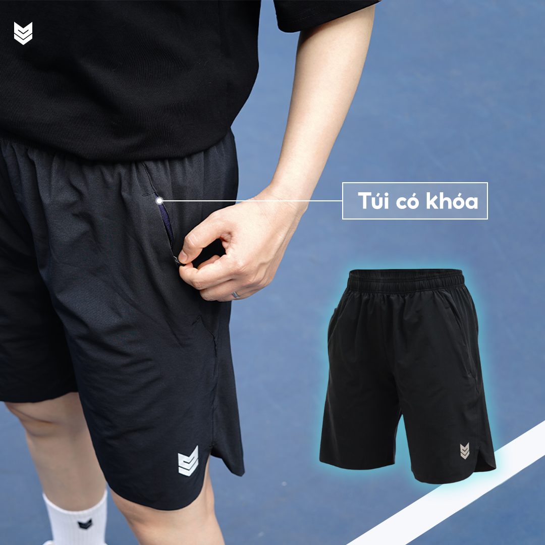 Quần thể thao nam Laser Short có túi khóa Nhanh khô thoáng mát Tập Gym chơi Bóng Rổ Tennis Chạy Bộ