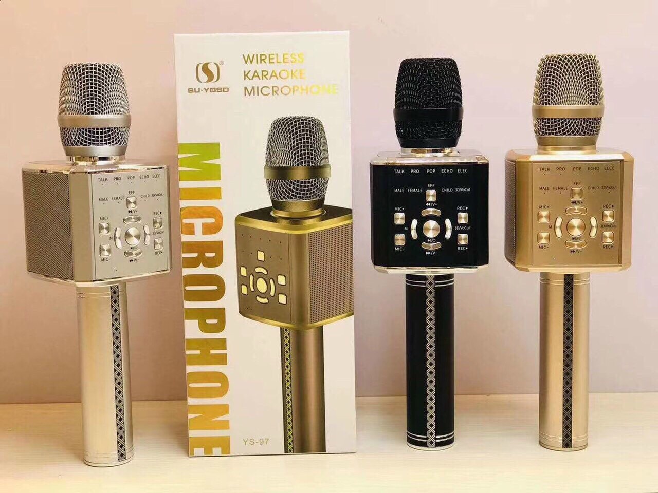 [HCM](Ảnh Thật 100%) Micro Bluetooth Hát Karaoke Không Dây Micro Karaoke Bluetooth SU-YOSD YS-97 Cao Cấp Nghe Nhạc Cực Hay Âm Bass Cực ĐỈnh Mic Bắt Giọng Rất Tốt Hỗ Trợ Kết Nối USB Thẻ Nhớ Cổng 3.5 Tích Hợp LiVe Stream