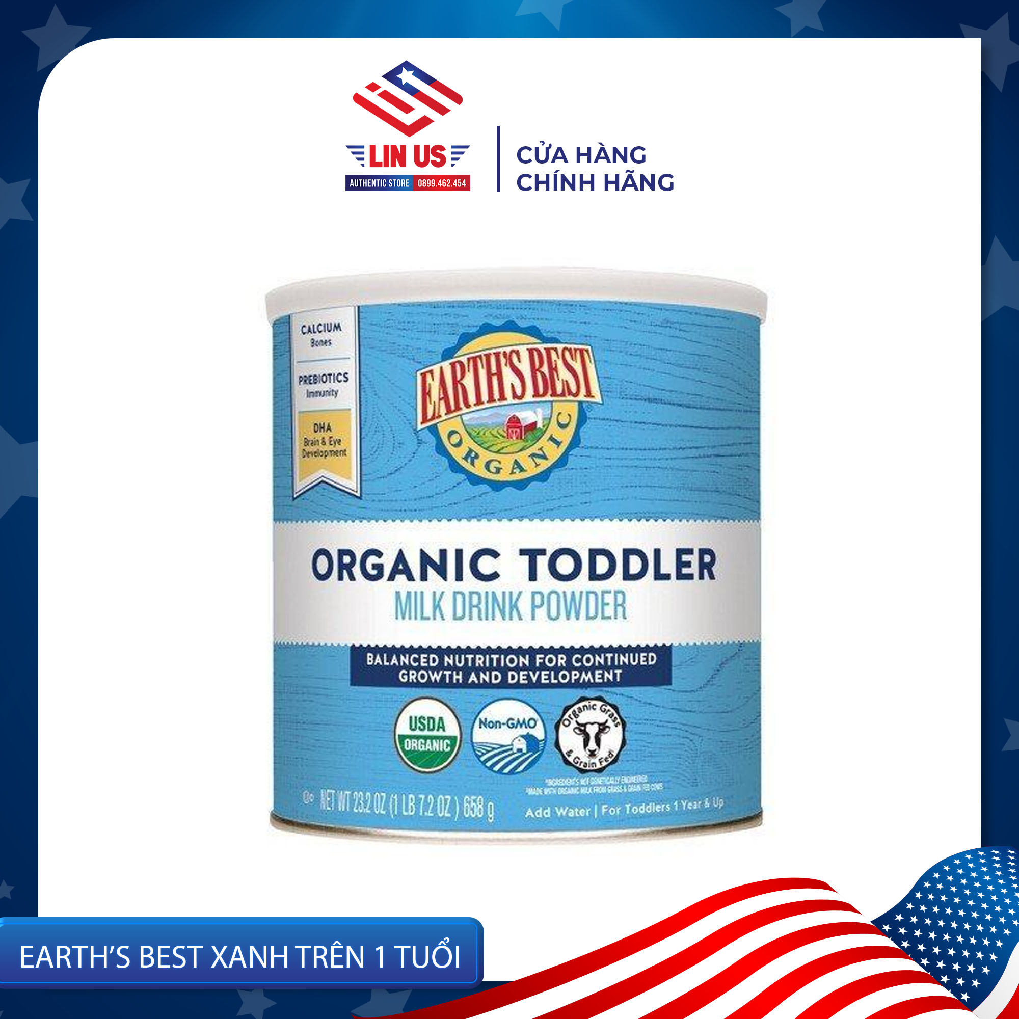 Sữa bột Earth's Best Organic Toddler Formula 595g Mỹ - Earth's Best Xanh Đỏ