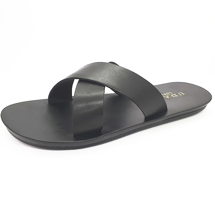 Dép Da Nam Da Bò Thật Cao Cấp UDANY - Dép Nam Quai Ngang Đẹp - DQN1