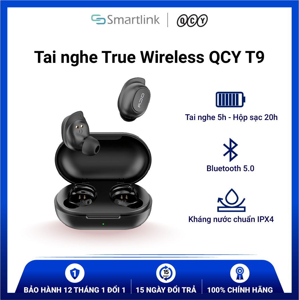 Tai Nghe Blueooth True Wireless QCY T9 - Hàng chính hãng - Bảo hành 12 tháng