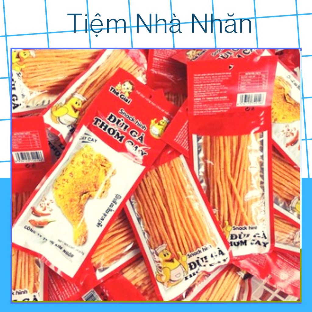 Tăm que cay đùi gà, snack tăm cay thơm ngon tuổi thơ