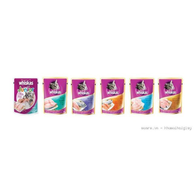 Gói sốt whiskas mix đủ vị cho mèo trưởng thành – 10 gói x 85gr