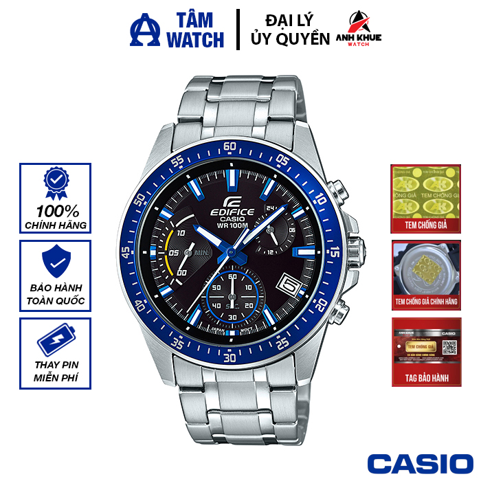Đồng hồ nam dây kim loại casio edifice chính hãng anh khuê efv-540d-1a2vudf