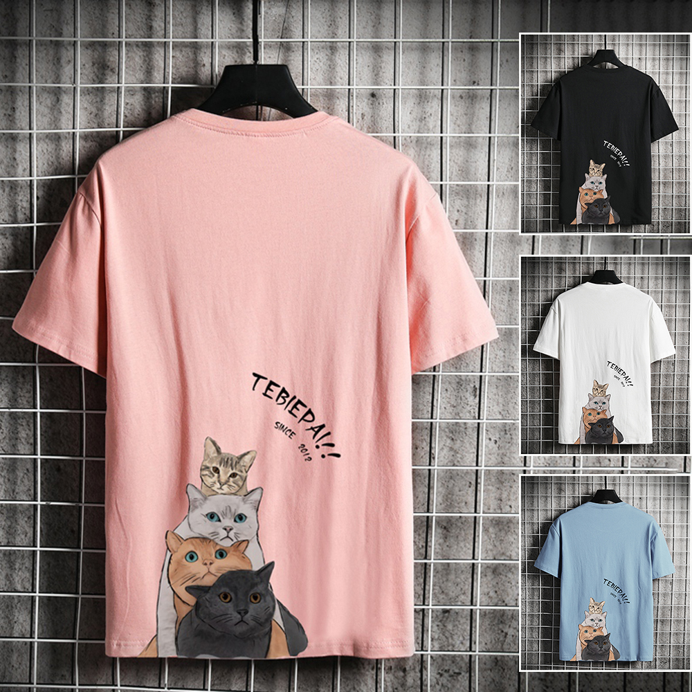 Áo Thun Nam Nữ Cổ Tròn Tay Ngắn In Hình Các Chú Mèo Đáng Yêu Thời Trang Xuân Hè Hot Trend 2021 SMARTLY GIRL AO TOP NAM 90000160