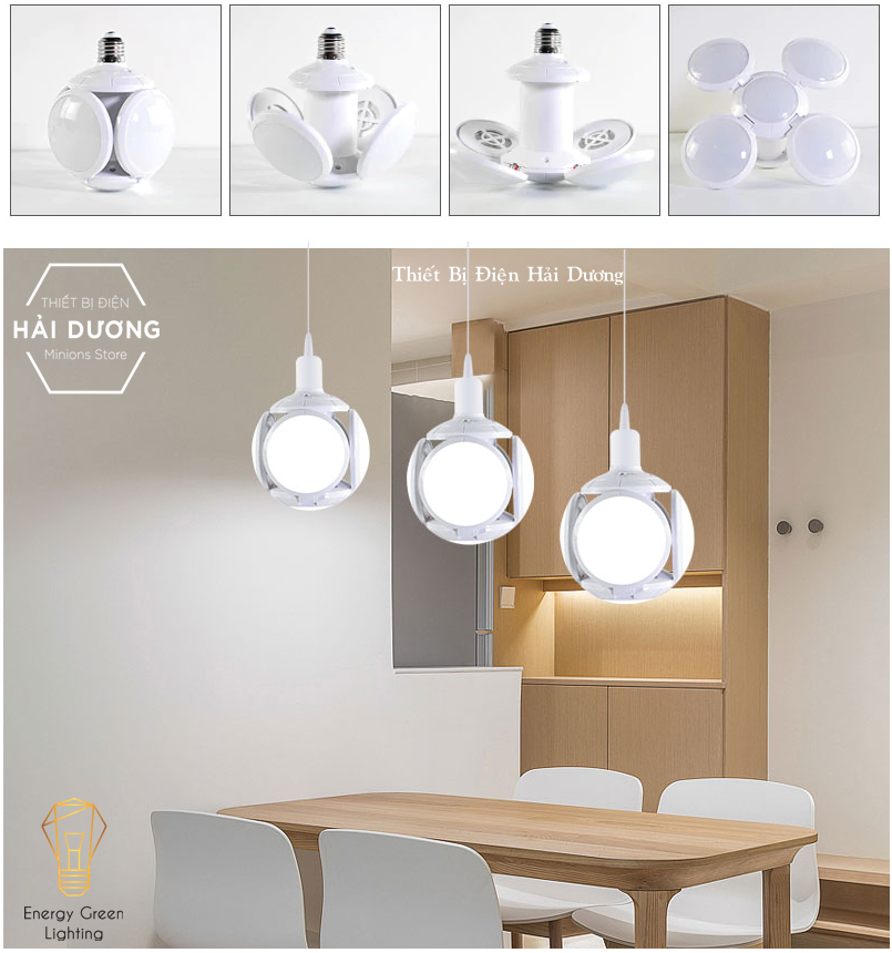 Bóng Đèn Led 40W 4 Cánh Football UFO Lamp - Đuôi E27 - Siêu Sáng - Siêu Tiết Kiệm Điện