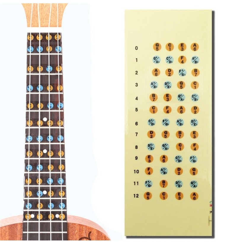 Decal dán note trên cần đàn Ukulele - Hỗ trợ học đàn Ukulele hiệu quả