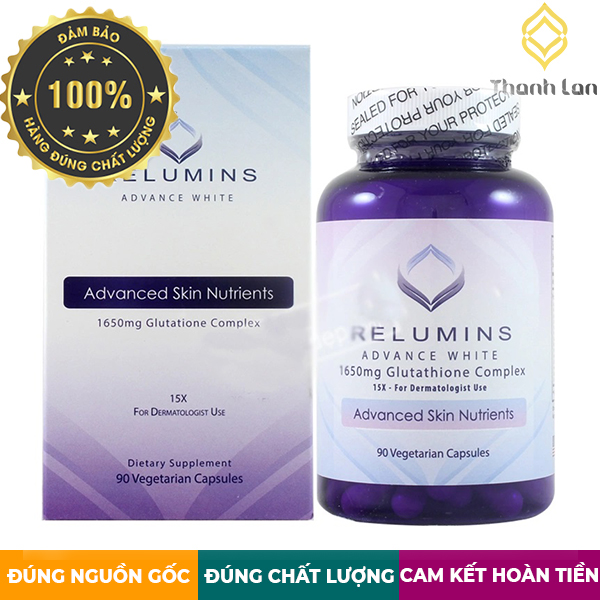 Viên Uống Trắng Da Relumins Advance White 1650mg Glutathione Complex 90v Của Mỹ