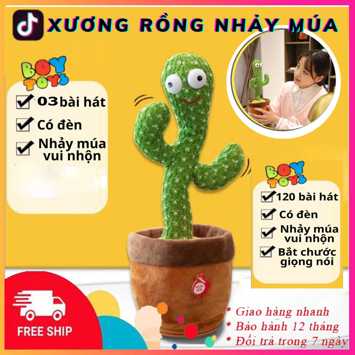 Đồ chơi xương rồng khiêu vũ nhảy múa bắt chước, nhại lại tiếng nói, có nhạc sôi động với 120 bài hát- xương rồng khiêu vũ 3 bài hát