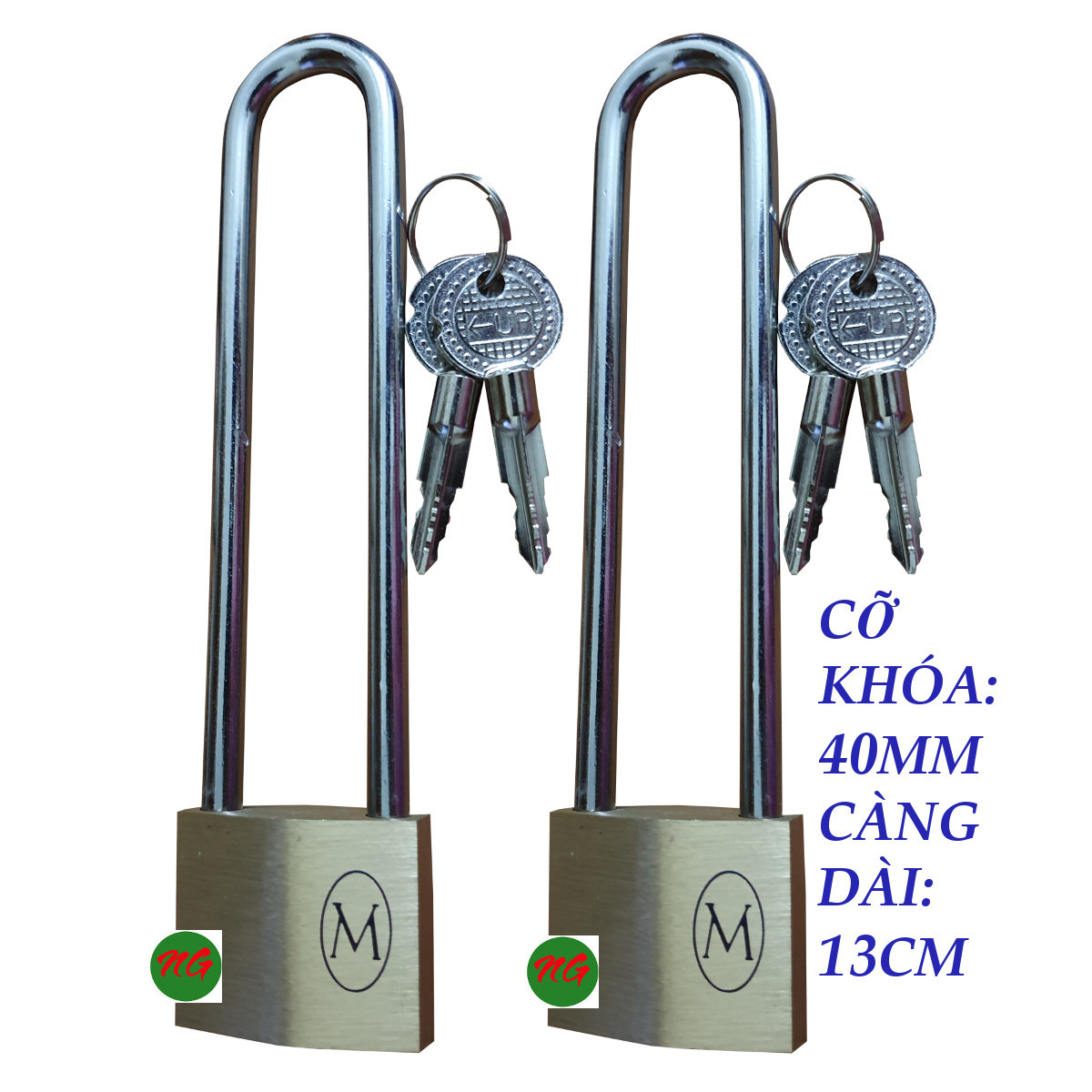 Bộ 2 Ổ khóa thân 4cm càng dài 13cm Vương Miện