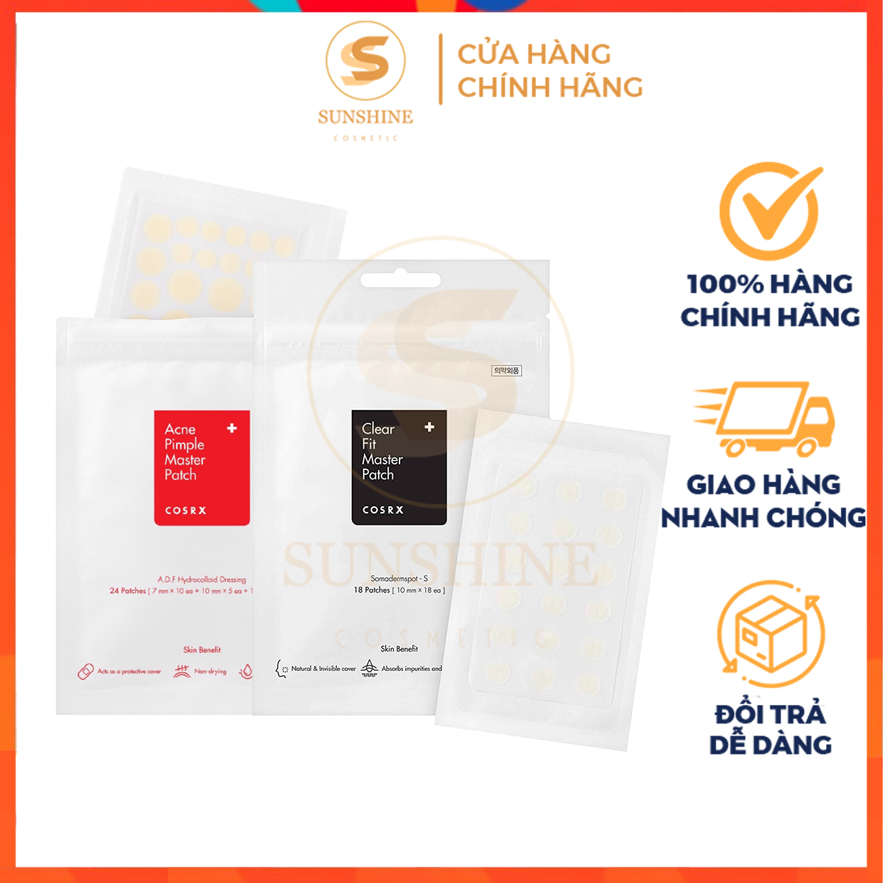 Miếng dán / hút mụn cosrx ⚡⚡ che / hút mụn trứng cá, mụn bọc hiệu quả acne pimple master patch