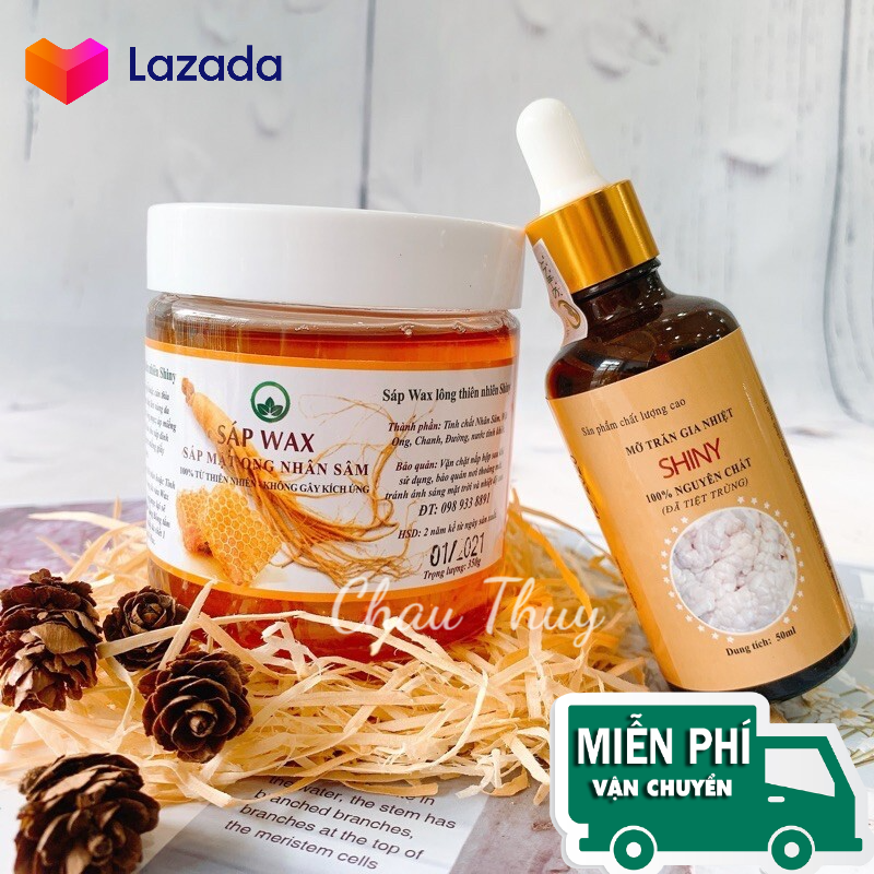 🚛combo wax lông nhân sâm và mỡ trăn shiny - hộp đại 🚛