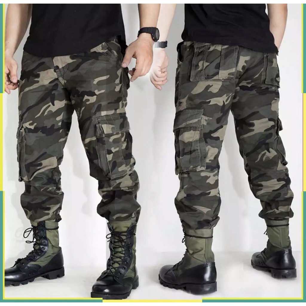 Quần jogger kaki rằn ri túi hộp - lính nam quần jogger kaki rằn ri túi hộp - lính nam