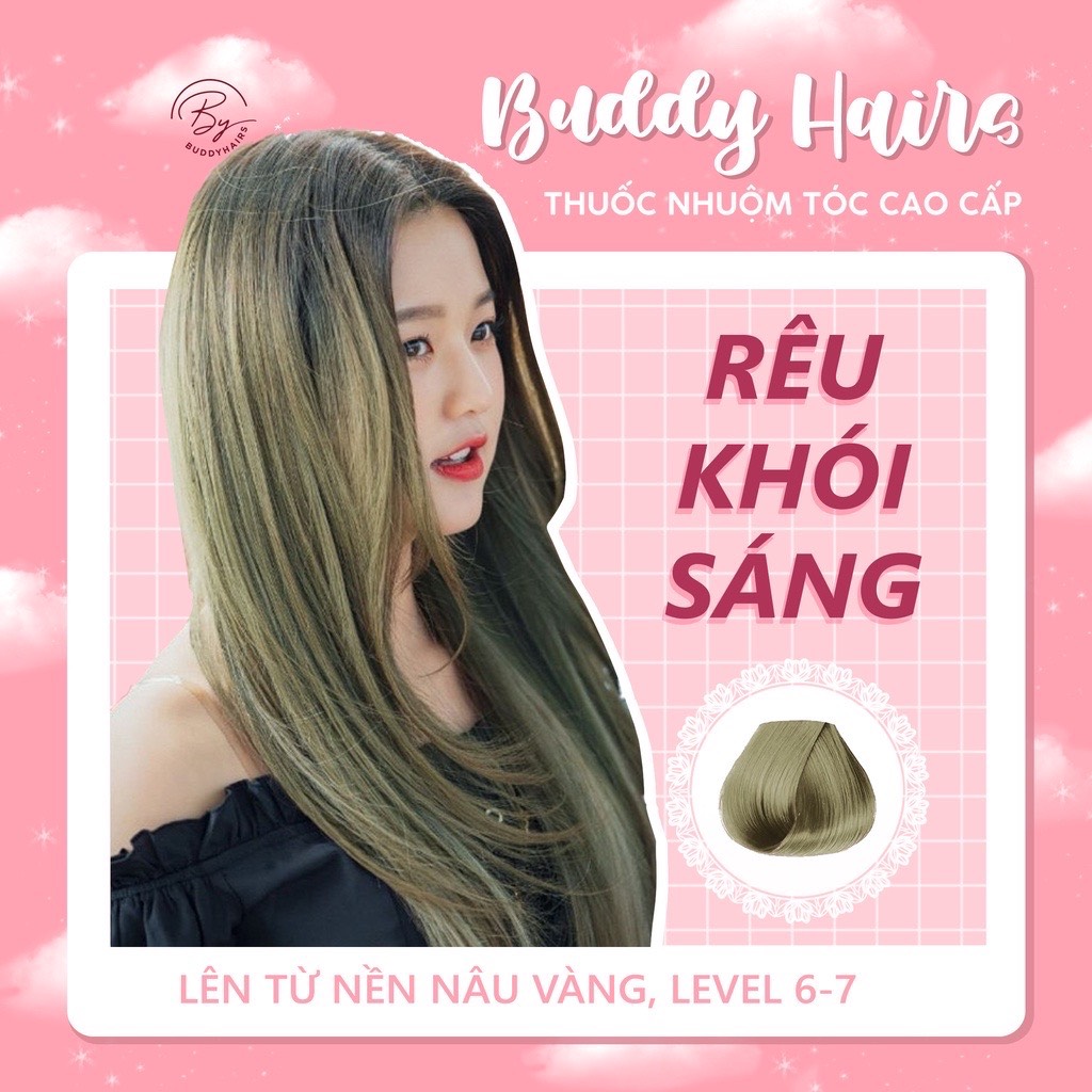 Bộ nhuộm tóc màu Rêu Khói Sáng hot trend (tặng trợ nhuộm, tặng gang tay, hướng dẫn sử dụng), Hàng chuẩn, bền màu 6 tháng