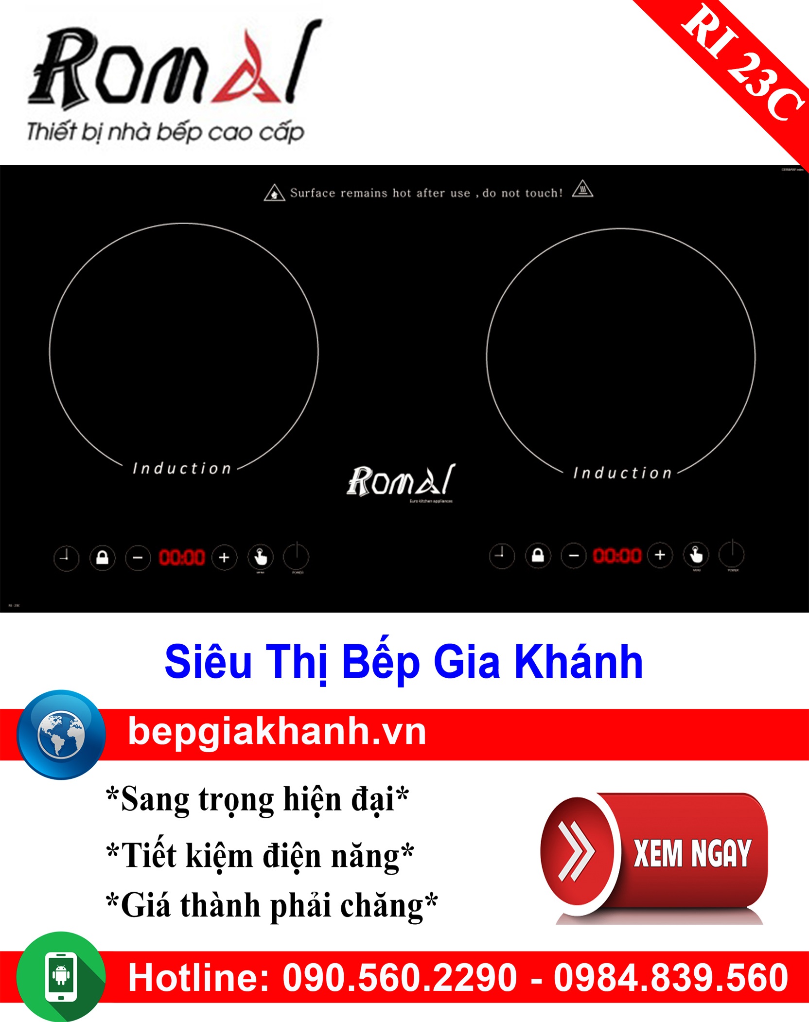 [HCM]Bếp từ đôi Romal RI 23C, bếp từ, bếp điện từ, bếp từ đôi, bếp điện từ đôi, bếp từ giá rẻ, bếp điện từ giá rẻ, bếp từ đơn, bep tu don, bep tu