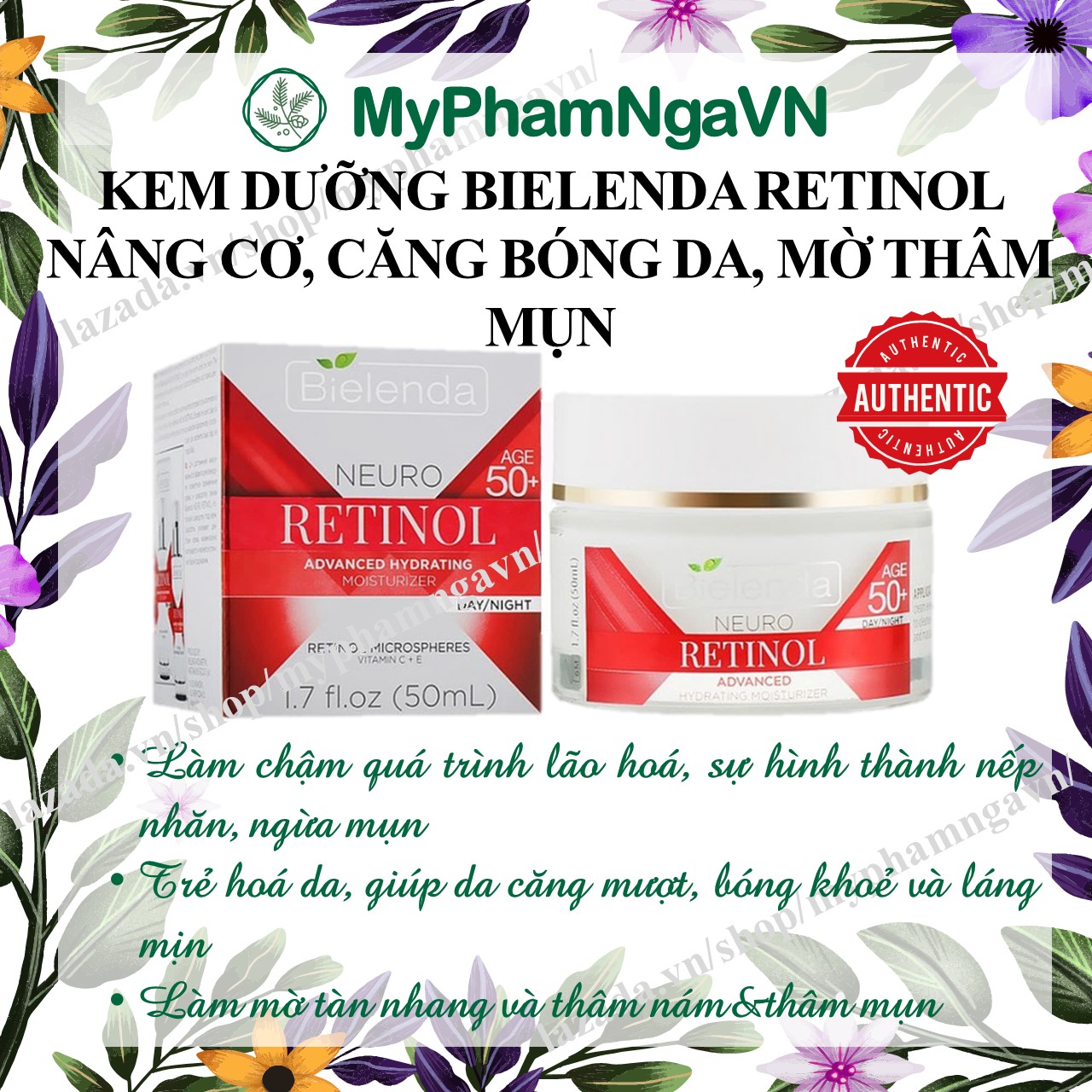 [HCM]Kem dưỡng Bielenda Neuro Retinol Lifting Anti-wrinkle Face Cream Concentrate 50+ căng bóng mịn da