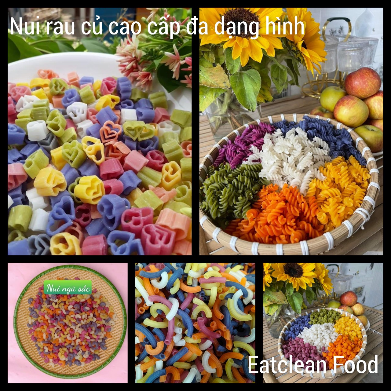 Nui gạo ngũ sắc rau củ eatclean/healthy cẩm/ngô/đậu biếc/củ dền (500g)