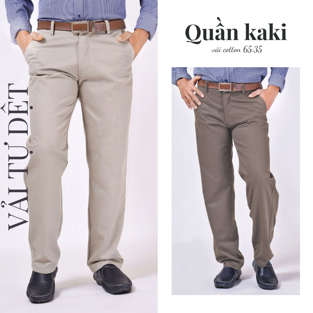 Quần kaki nam trung niên bigsize trên 90kg vải kaki dày mềm mặc thoải mái form rộng QKAKI21