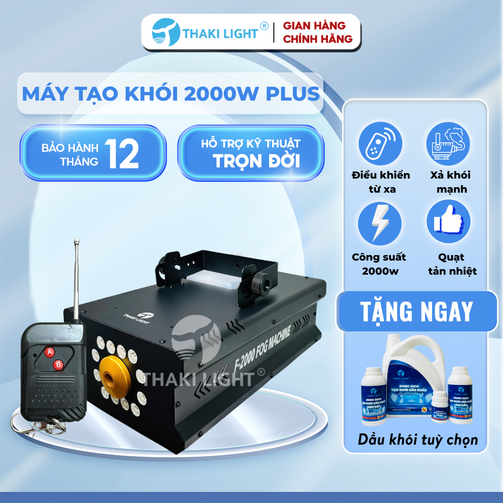 Máy tạo khói 600W 2000W THAKI LIGHT máy phun khói led full màu độc lập điều khiển từ xa phù hợp sân khấu sự kiện,.. 