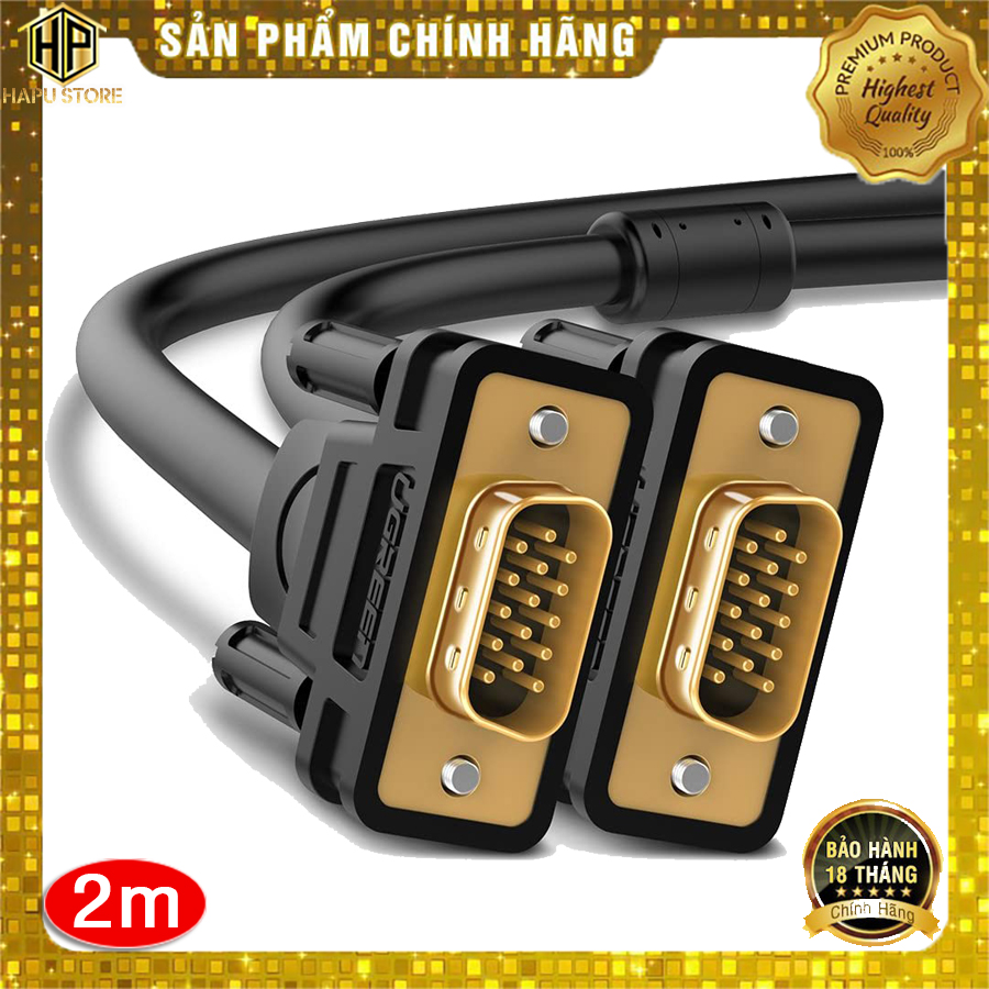 Cáp vga ugreen 11646 dài 2m hỗ trợ full hd chính hãng - hapustore