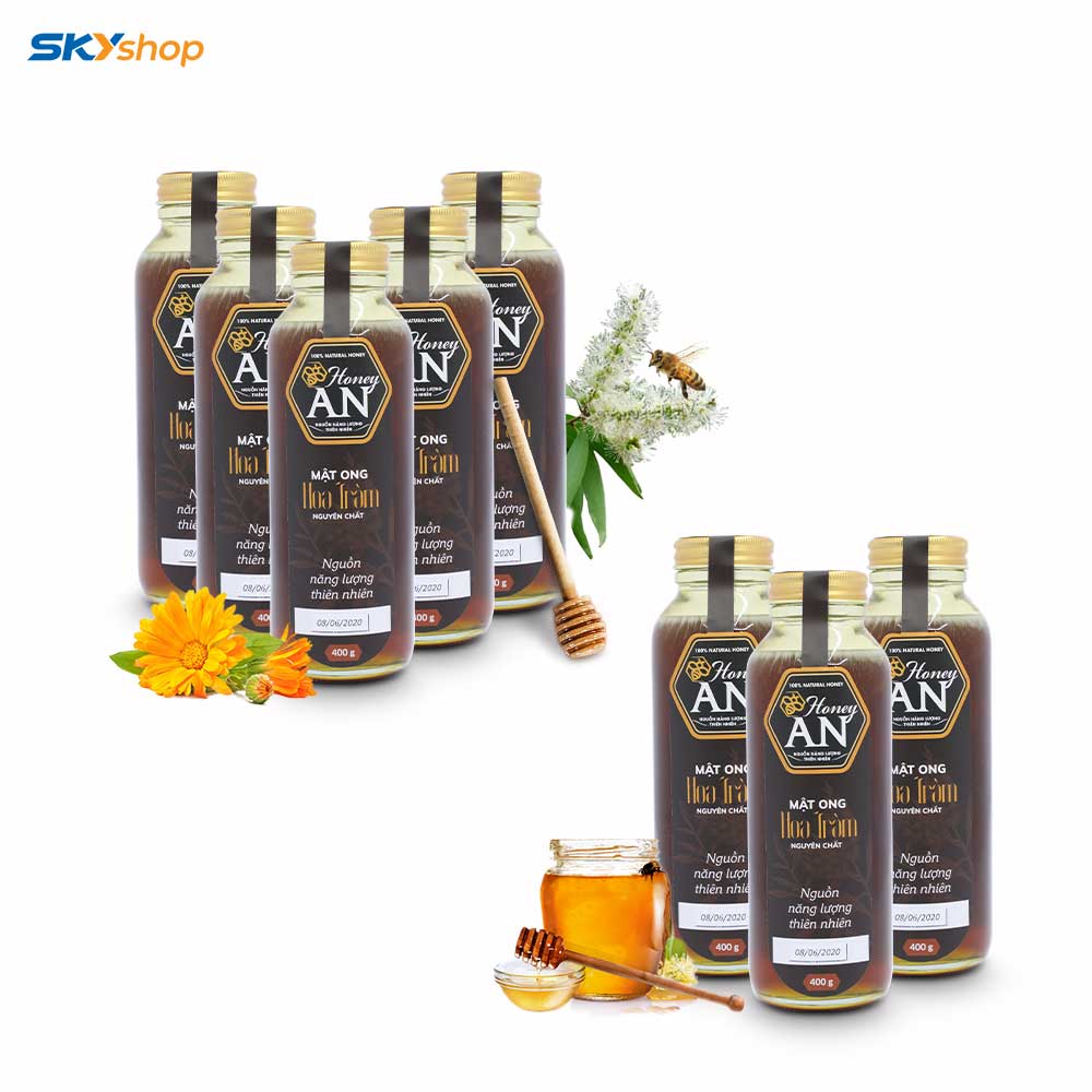 [HCM]5 Chai Mật Ong Hoa Tràm An 400gr - Tặng 3 Chai Mật Ong Hoa Tràm 400gr