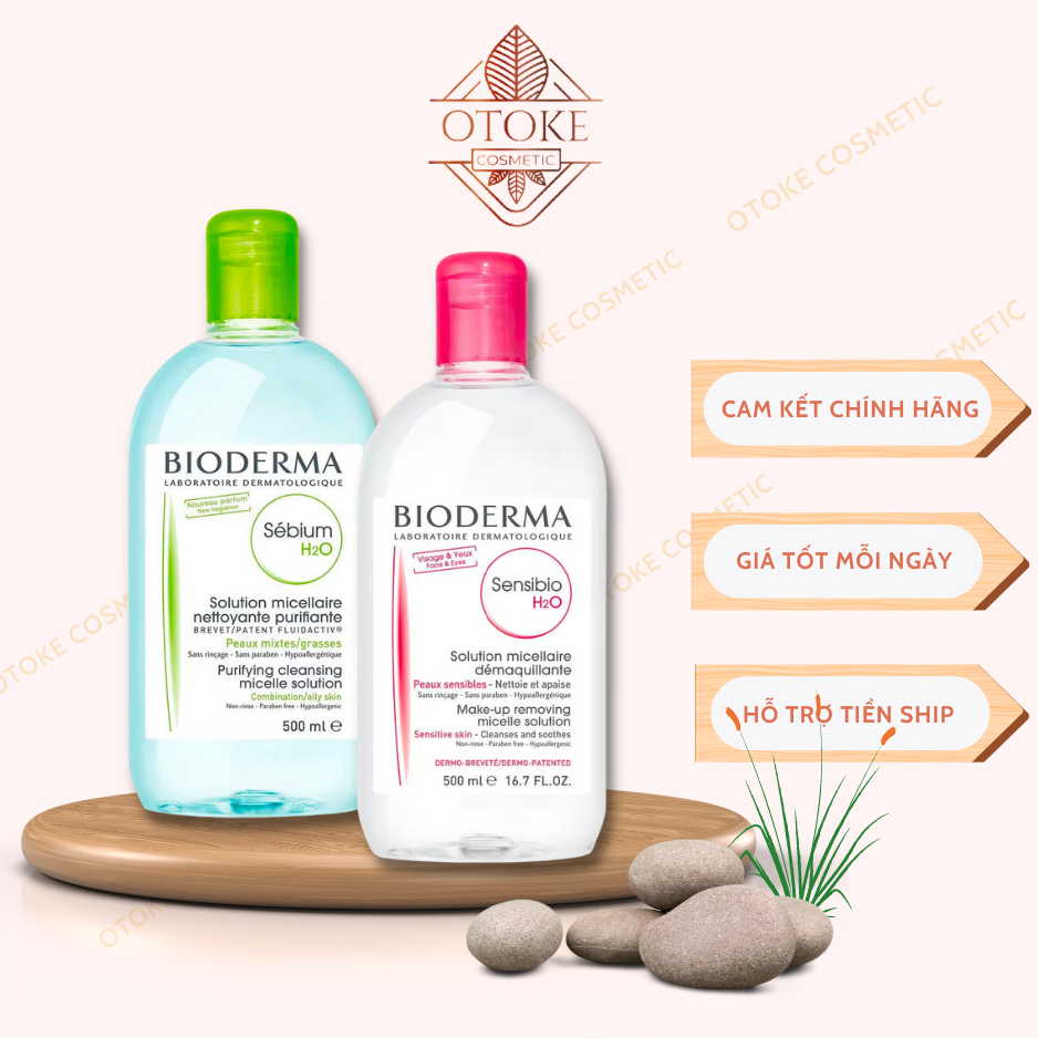Nước tẩy trang Bioderma H20 dành cho da dầu Sebium, da nhạy cảm Sensibio