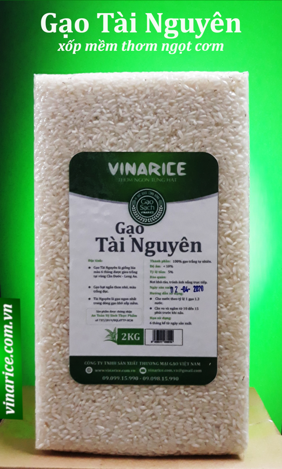 [HCM]Gạo Tài Nguyên - túi ép nhựa 2kg - Xốp mềm thơm nhẹ ngọt cơm