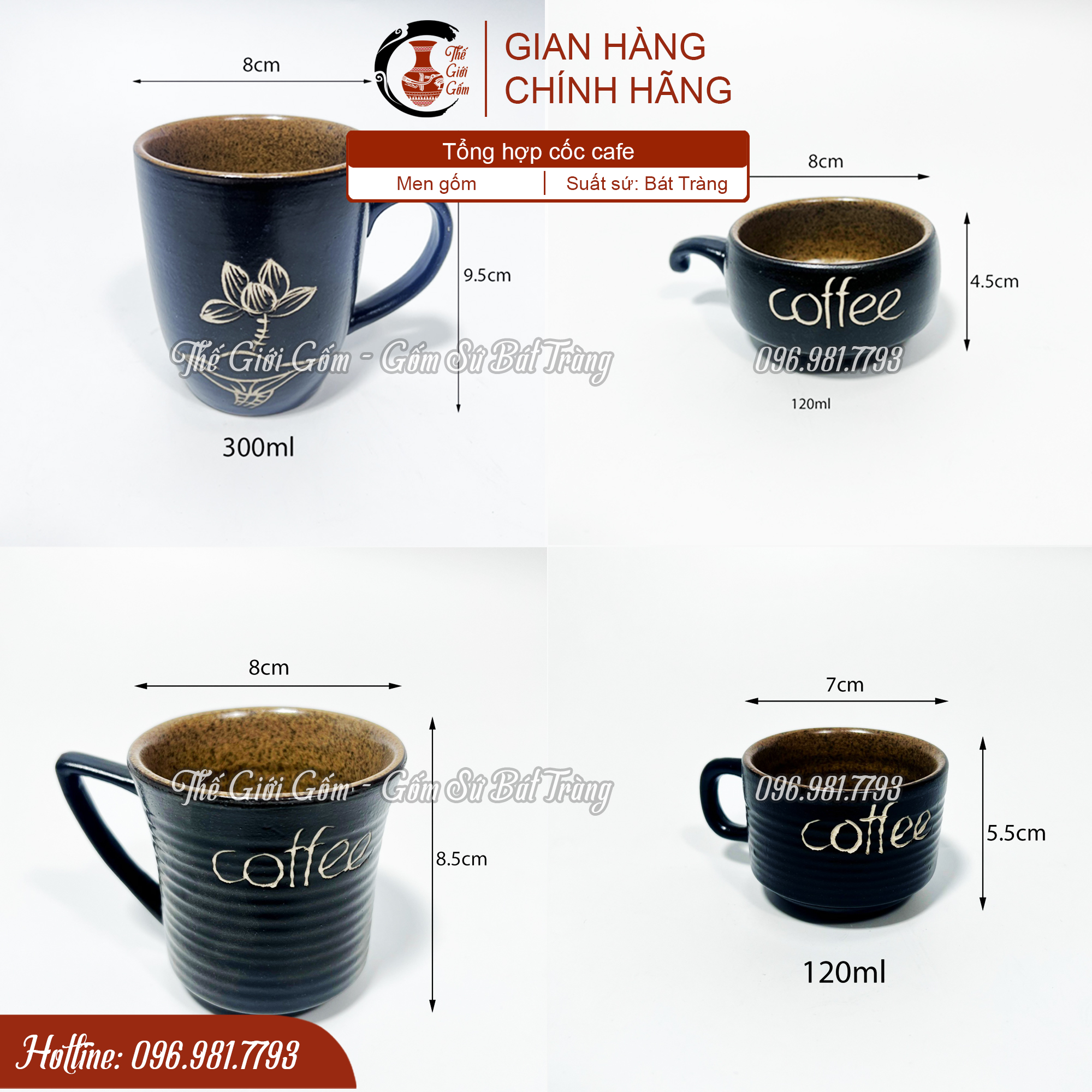 [ TỔNG HỢP ] Cốc cafe men gốm - Gốm sứ Bát Tràng