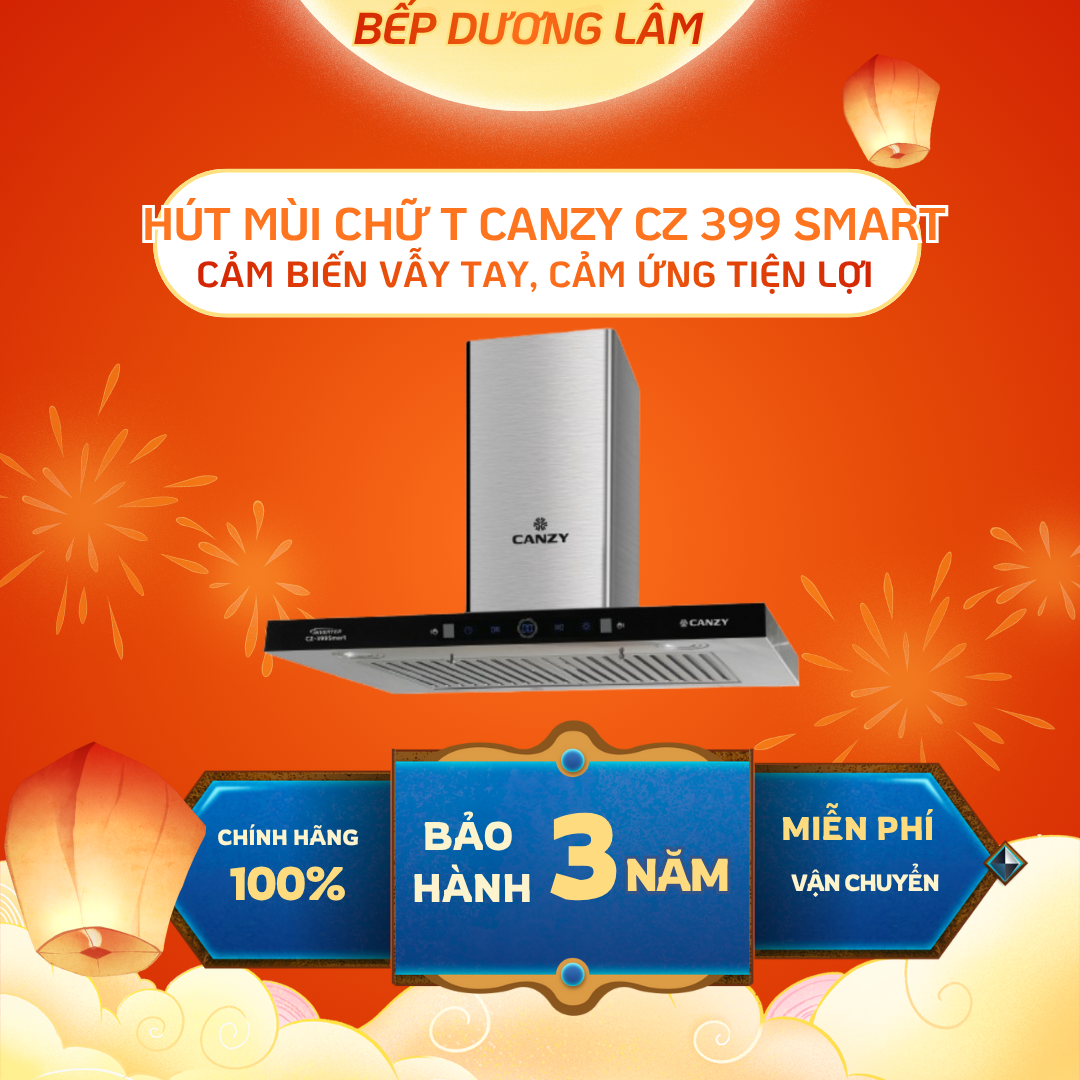 Hút mùi nhà bếp Canzy 399Smart | Hút mùi chữ T cảm biến vẫy tay | Bảo hành chính hãng 2 năm