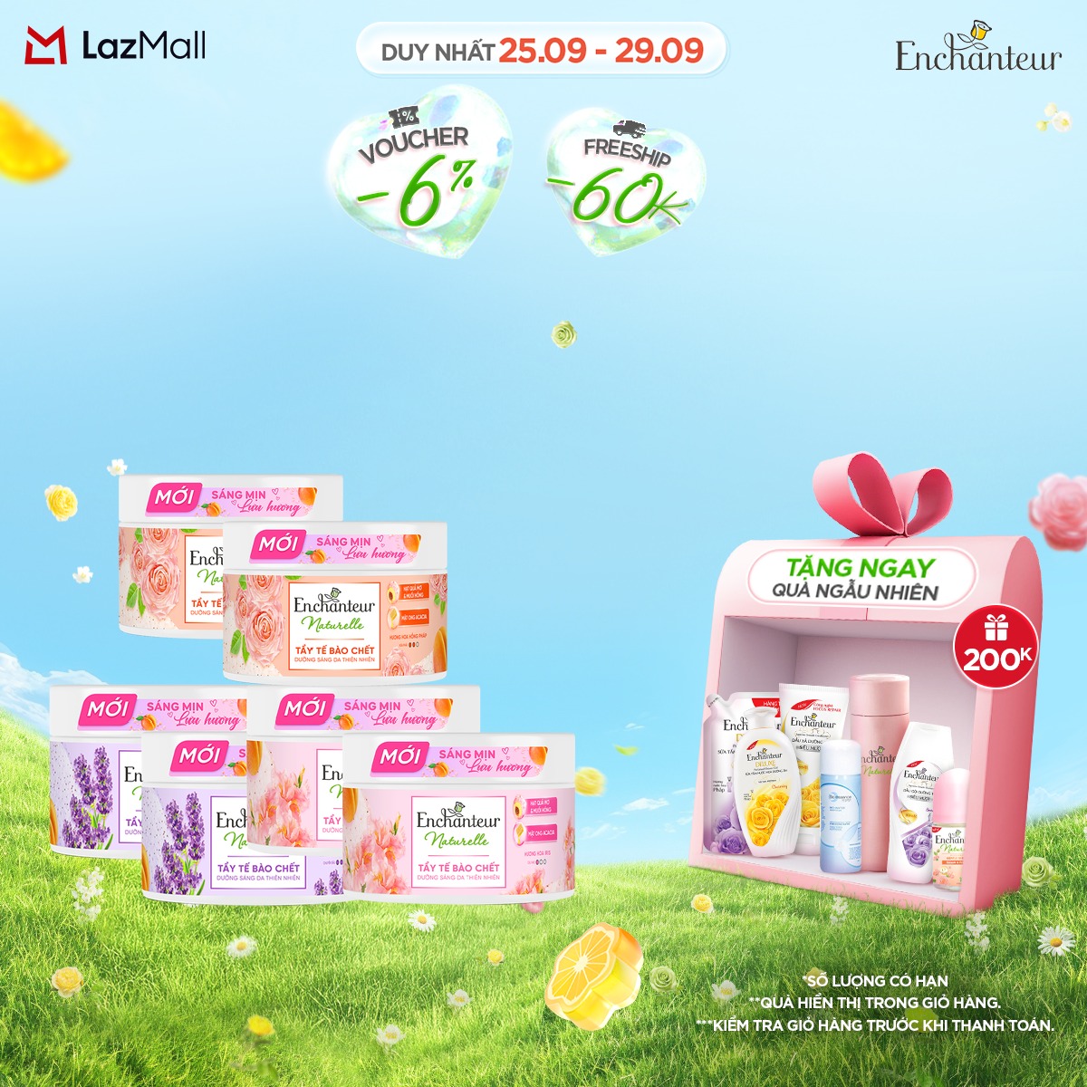 Combo 2 Tẩy tế bào chết thiên nhiên dưỡng sáng da Enchanteur Naturelle 250ml