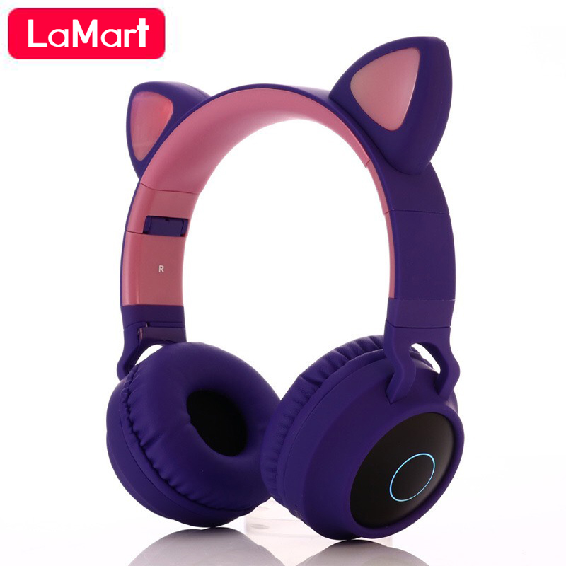 Tai Nghe Bluetooth (5 màu), Tai mèo phát sáng full hộp chính hãng WIRELESS BT028C, cat ear headphones âm thanh siêu hay
