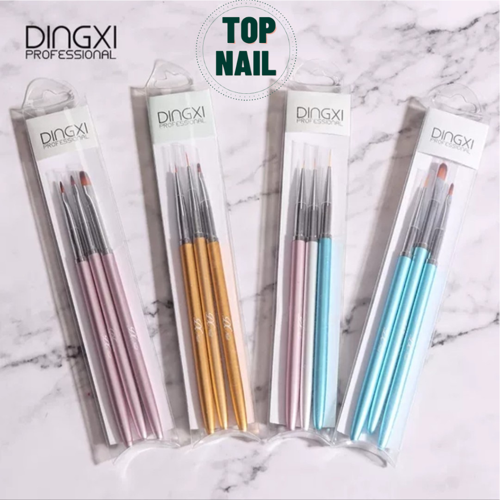 Cọ vẽ nail trang trí móng nghệ thuật , bộ cọ 3 cây vẽ hoa cúc, đắp gel, kẻ nét dingxi