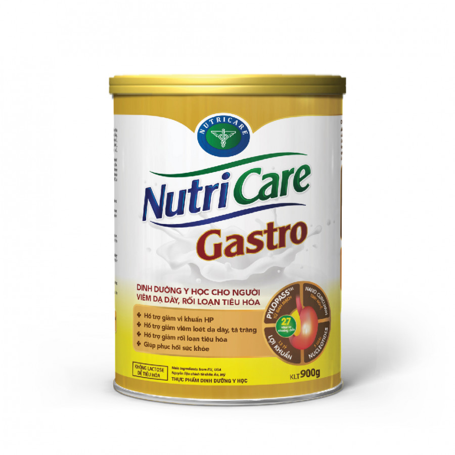 Sữa bột Nutricare Gastro (900g) - dinh dưỡng y học cho người viêm dạ dày, rối loạn tiêu hoá