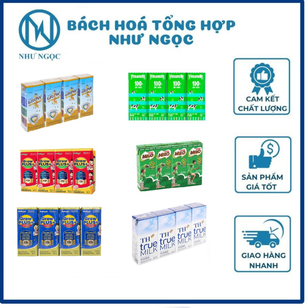 [ LỐC 4 HỘP ]  Sữa Abbott Grow Gold/ Grow Plus đỏ/ vinamilk/ Milo 180ml - Bách Hóa Tổng Hợp Như Ngọc