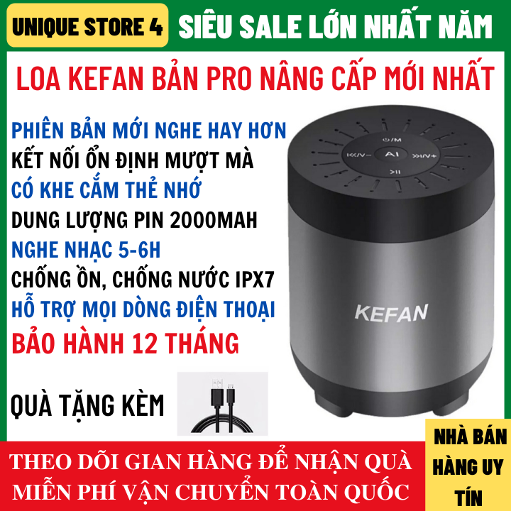 Loa bluetooth Kefan Bản Pro Nâng Cấp Âm Thanh Vòm 9D Pin Trâu 2000mah, Tích Hợp Khe Cắm Thẻ Nhớ, Hỗ Trợ Mọi Thiết Bị, Loa Bluetooth Mini Pin Trâu, loa bluetooth karaoke, loa bluetooth mini, loa không dây