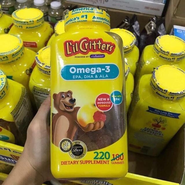 Kẹo gấu dẻo gummy bổ sung omega 3 và dha l’il critters gummy fish 220 viên của mỹ