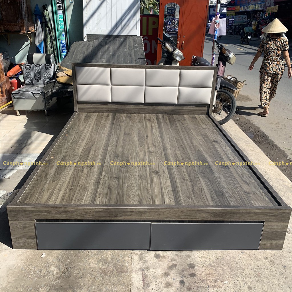 Giường ngủ bọc nệm, Giường nằm chất liệu gỗ MDF phủ melamine cao cấp 2 hộc kéo CPX-G40 tiện lợi