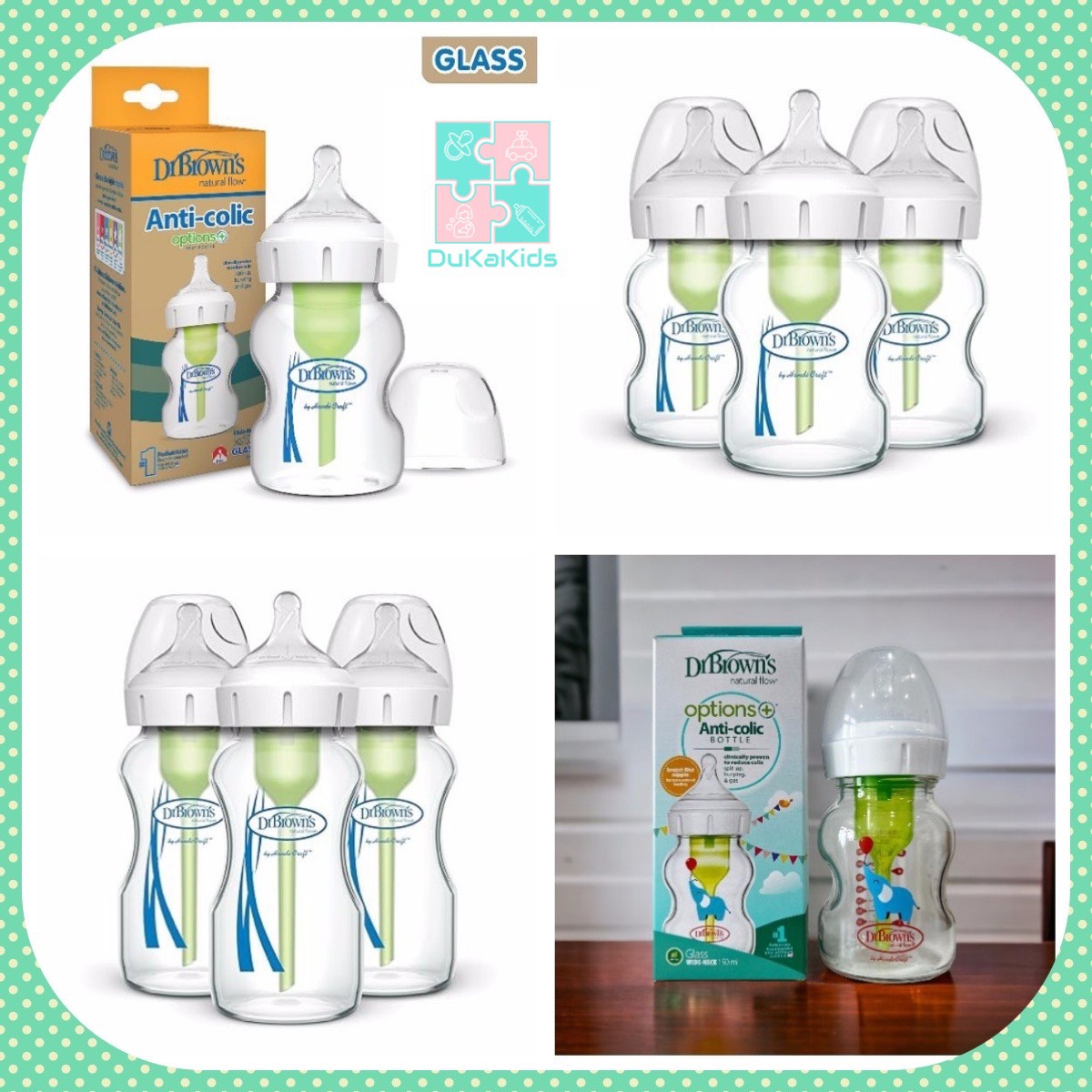 Bình sữa thuỷ tinh cổ rộng Dr Brown's Option Plus thế hệ mới dung tích 150/270ml