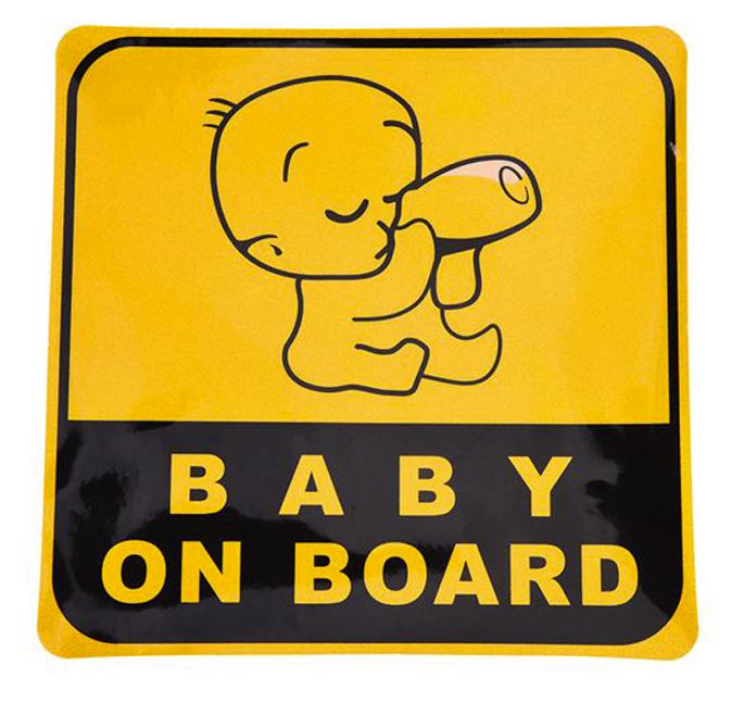 Decalstickertem dán phản quang đuôi xe Baby On Board 11x11cm