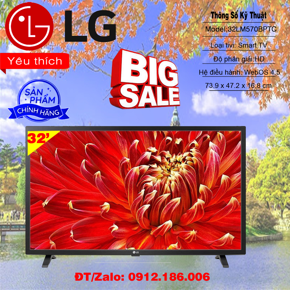 Smart tivi lg 32 inch 32lm570bptc - hàng chính hãng