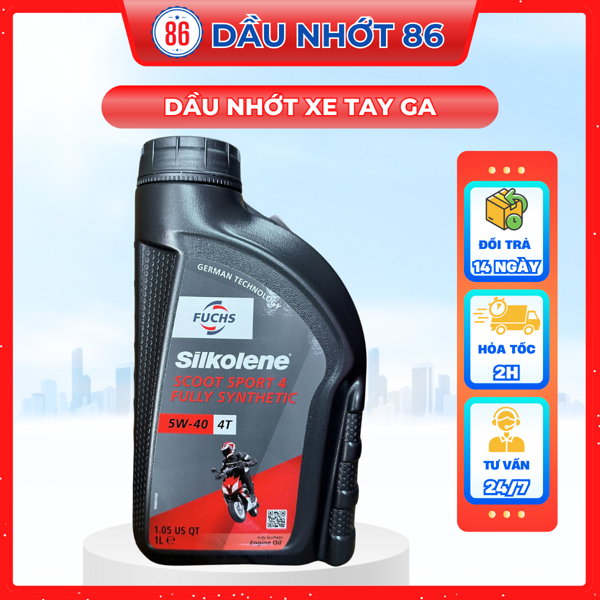Nhớt tổng hợp xe tay ga cao cấp Fuchs Scoot 5w40 1L
