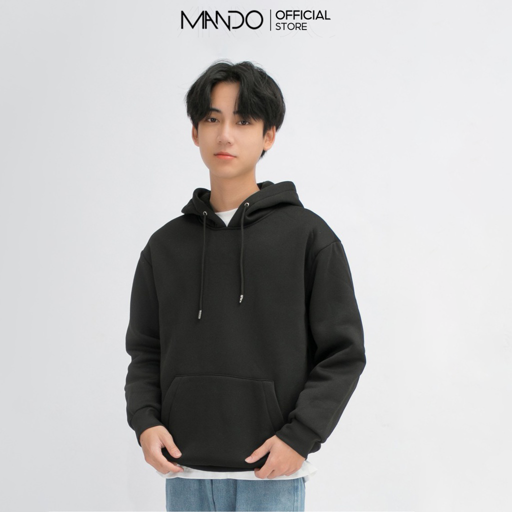 Áo Hoodie Nam Dài Tay Trơn MANDO, Chất Nỉ Cao Cấp, Co Giãn Tốt, Form Rộng Phong Cách Hàn Quốc - NDN056
