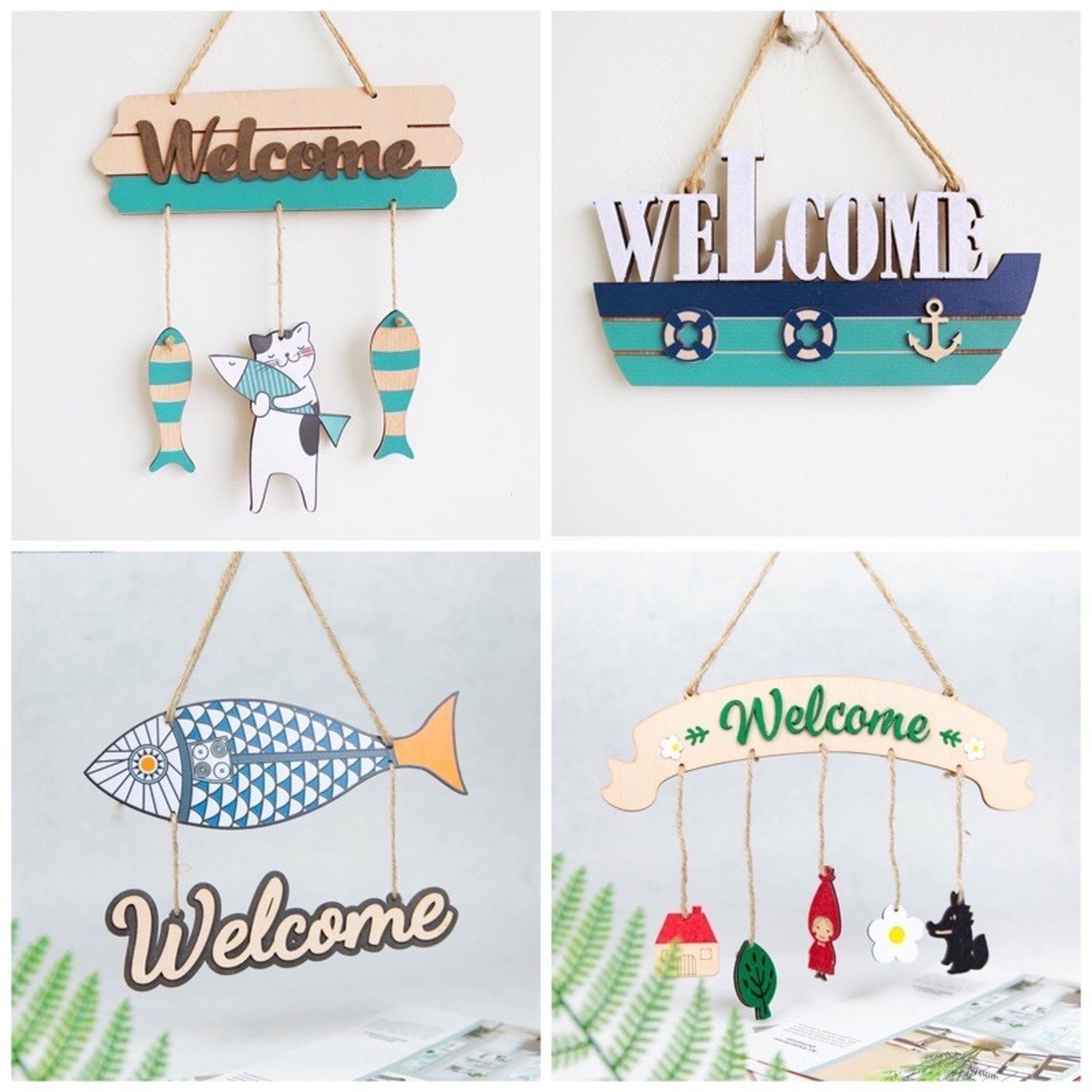 (Hot) Bảng gỗ decor trang trí treo cửa phòng, hình WELCOME+ quà tặng 1 móc treo bảng trị giá 5000