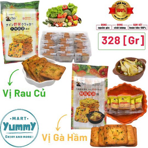 Bánh Quy Giòn Wingoo Đài Loan 328 gram (Vị rau củ hoặc gà hầm)