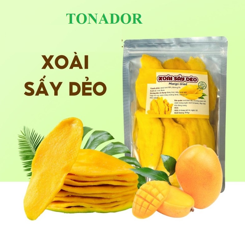 500gr xoài sấy dẻo , xoài sấy muối ớt ngon hàng xuất khẩu loại 1 - Tonador