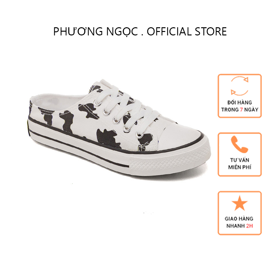 Giày Nữ Đạp Gót Vân Bò Sữa Phong Cách Hot Nhất 2021 - Chất Liệu Vải Mềm Đế Cao Su - Mã Sản Phẩm: GN88