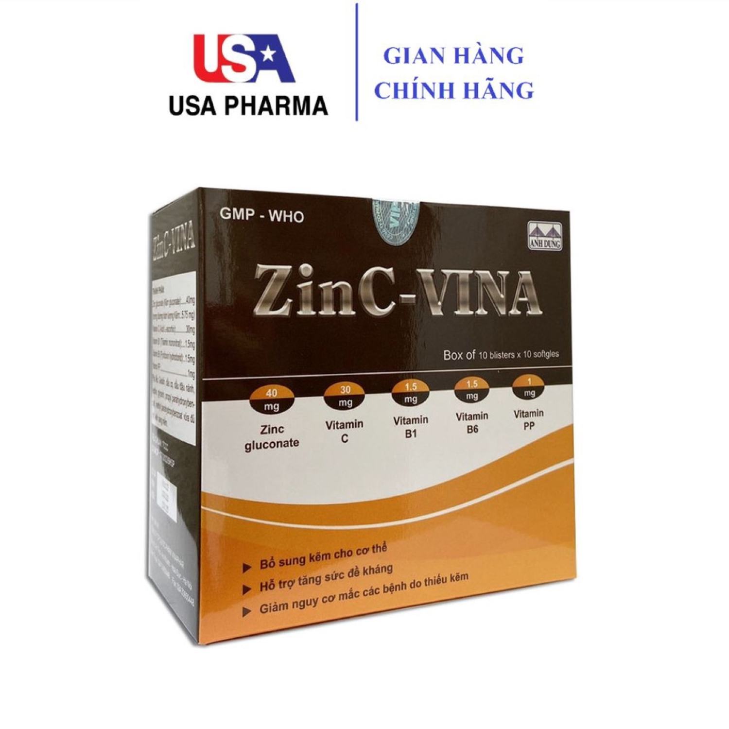 Viên uống tăng sức đề kháng ZinC - Vina - giúp bổ sung kẽm cho cơ thể