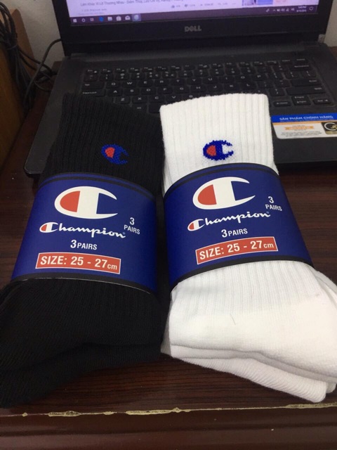 Sport sock Set 3 đôi Tất Vớ thể thao Champion Full tag
