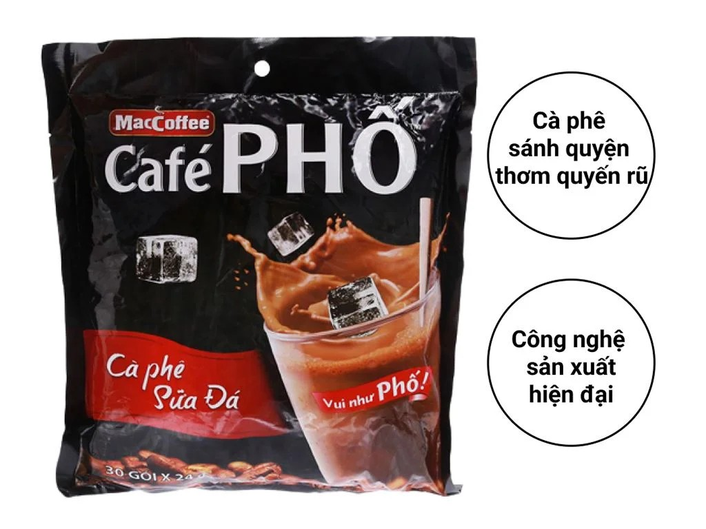 Combo 2 bịch cà phê sữa đá MacCoffee Café Phố bịch 720g ( 30 gói x 24g )